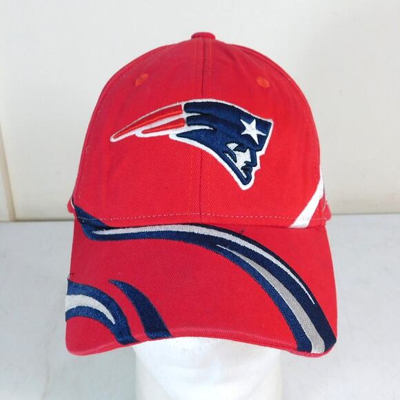 Vintage Reebok RBK New England Patriots Swoop Graphic Hat Adjustable Red Y2K - Picture 1 of 7